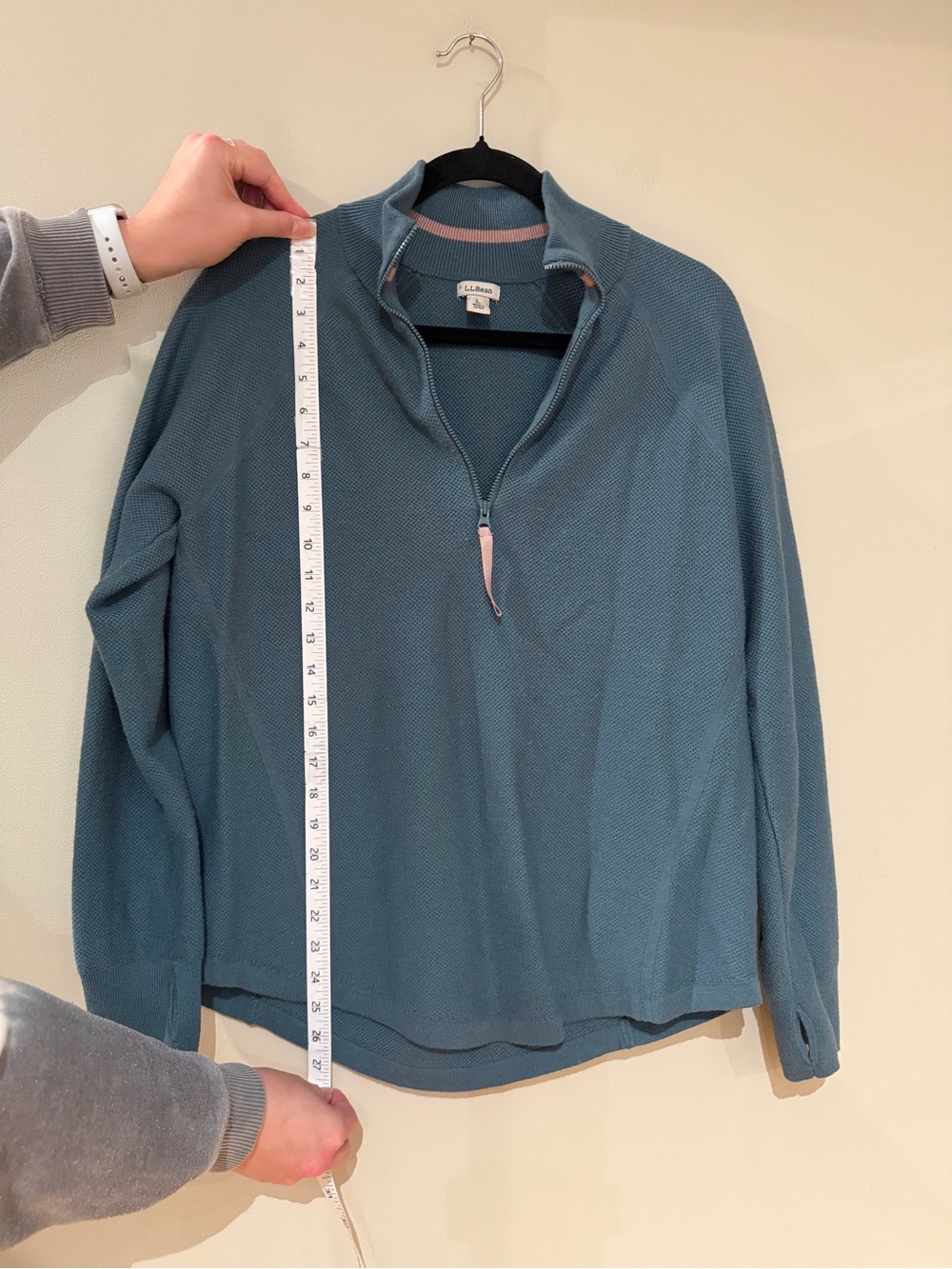 LL Bean Teal Quarterzip Sweater - Picture 4 of 6
